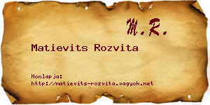 Matievits Rozvita névjegykártya